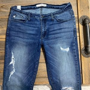 Kancan Skinny Jeans size 9 28 Ripped Distressed Stretch Medium Blue Low rise